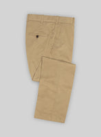 Khaki Feather Cotton Canvas Stretch Pants - StudioSuits
