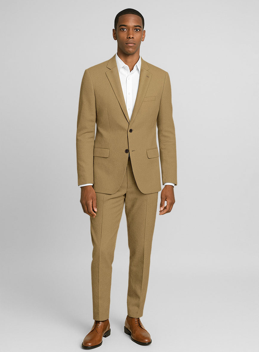 Khaki Feather Cotton Canvas Stretch Suit - StudioSuits