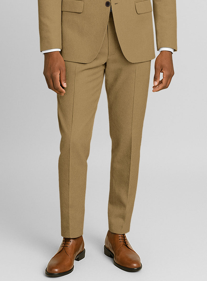 cotton dress pants Men's Khaki Feather Cotton Canvas Stretch Suit by StudioSuits