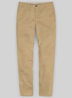 Washed Khaki Feather Cotton Canvas Stretch Chino Pants - StudioSuits