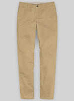 Washed Khaki Feather Cotton Canvas Stretch Chino Pants - StudioSuits