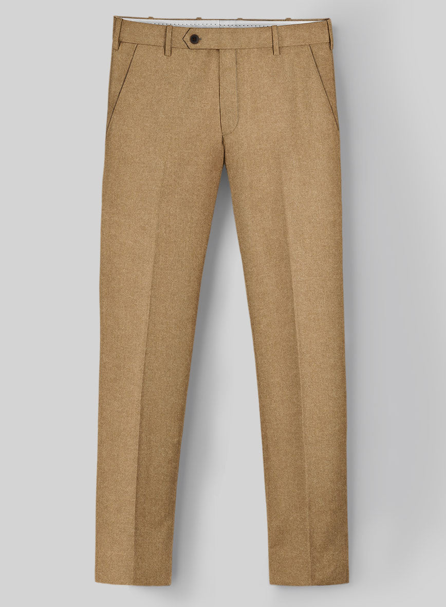 Khaki Flannel Wool Pants - StudioSuits