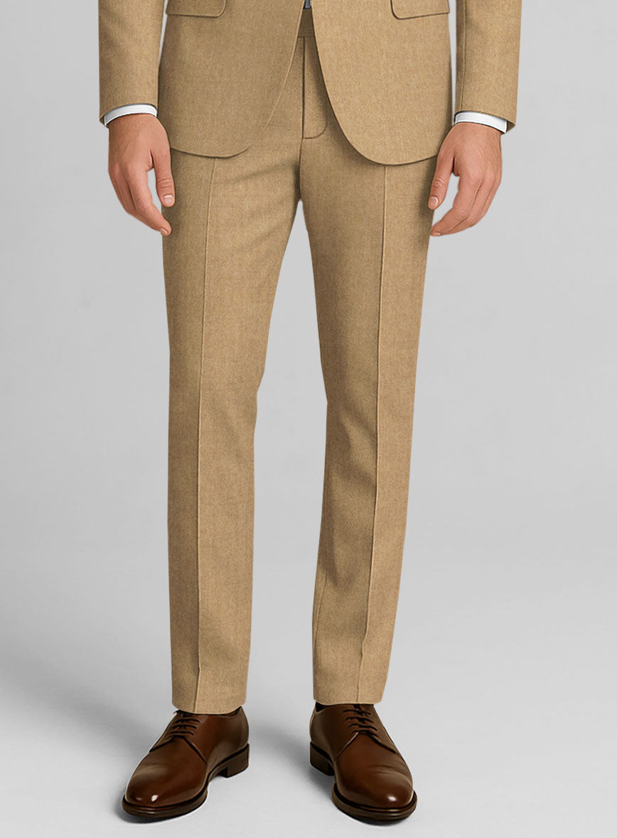 Khaki Flannel Wool Pants - StudioSuits