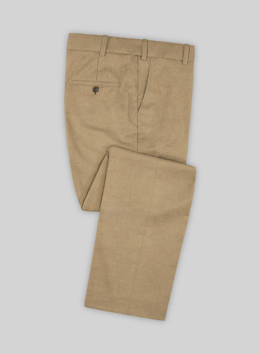 Khaki Flannel Wool Pants - StudioSuits