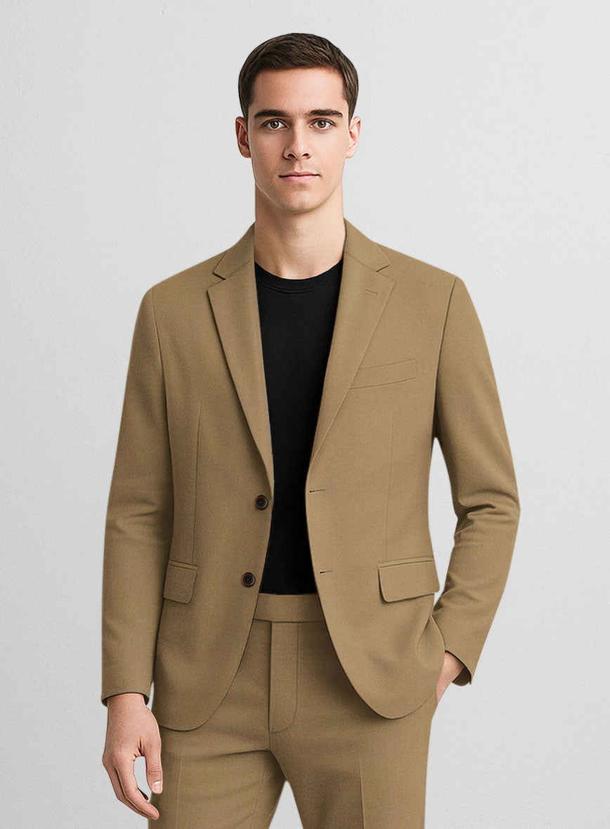Khaki Napoli Stretch Light Weight Cotton Jacket - StudioSuits