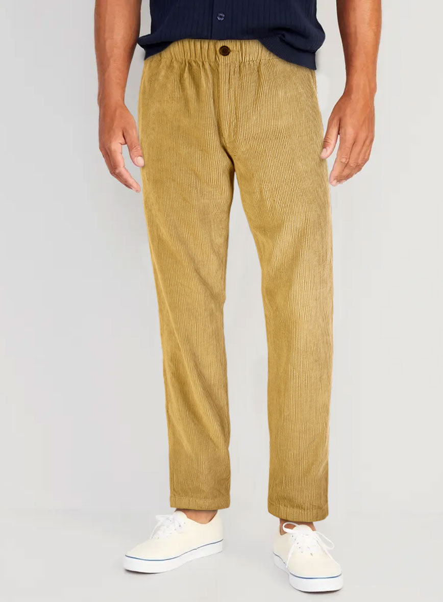 Khaki Stretch Pin Corduroy Easy Pants - StudioSuits