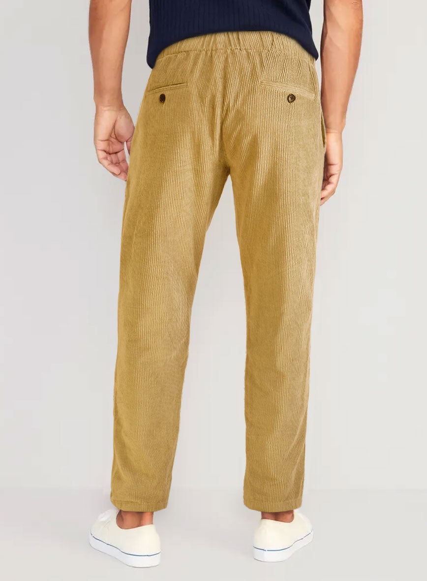 Khaki Stretch Pin Corduroy Easy Pants - StudioSuits