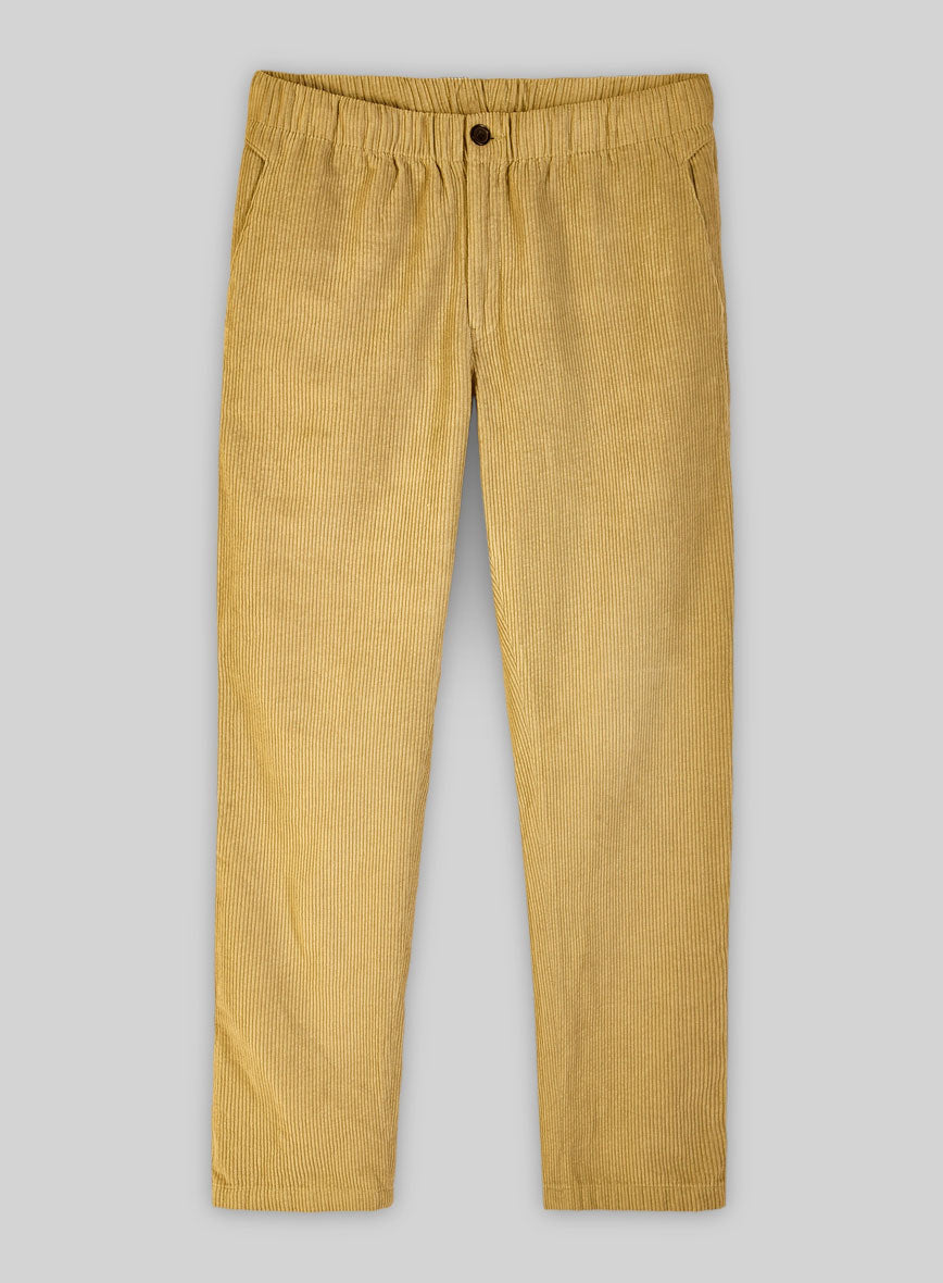 Khaki Stretch Pin Corduroy Easy Pants - StudioSuits