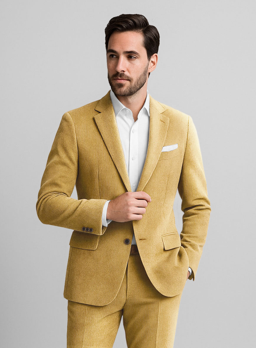Khaki Stretch Pin Corduroy Jacket - StudioSuits