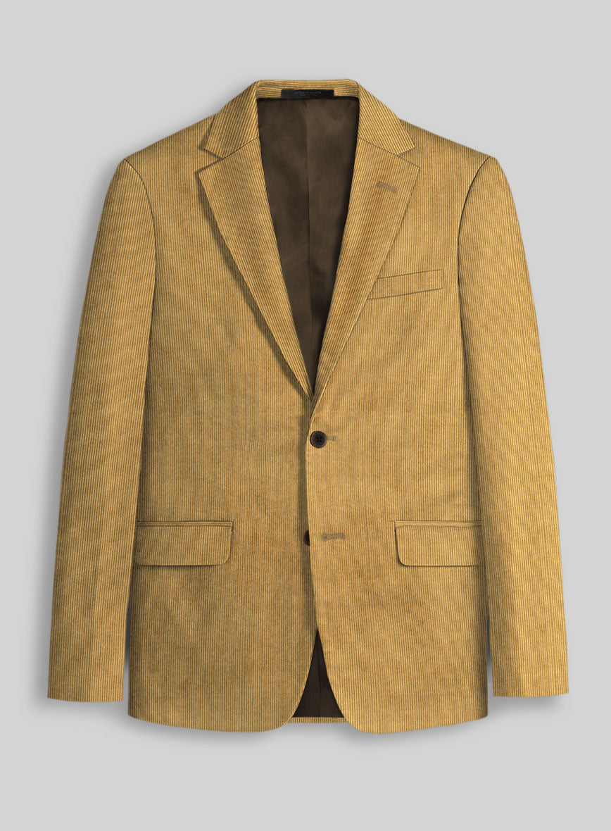 Khaki Stretch Pin Corduroy Jacket - StudioSuits