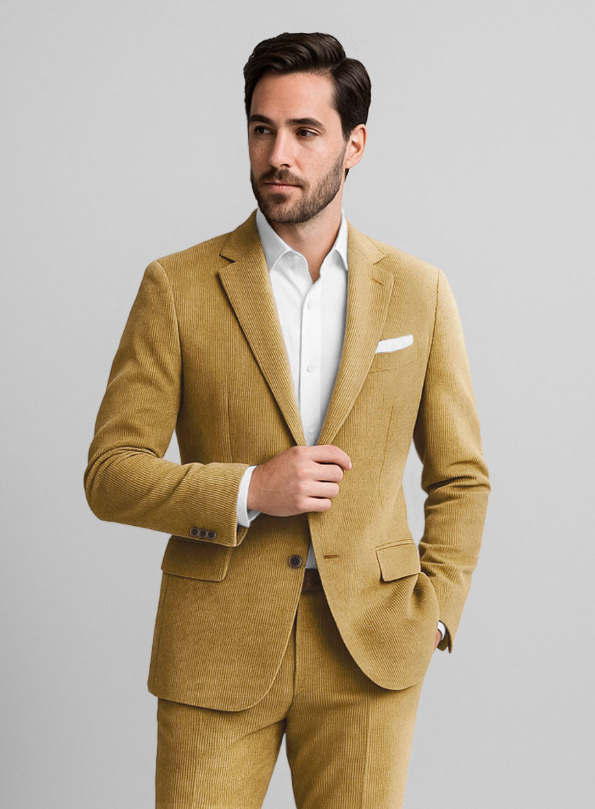 Khaki Stretch Pin Corduroy Jacket - StudioSuits