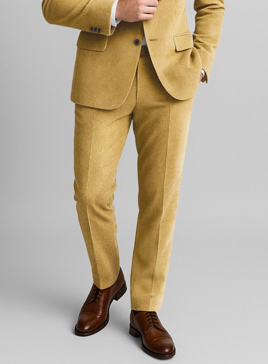 Khaki Stretch Pin Corduroy Pants - StudioSuits