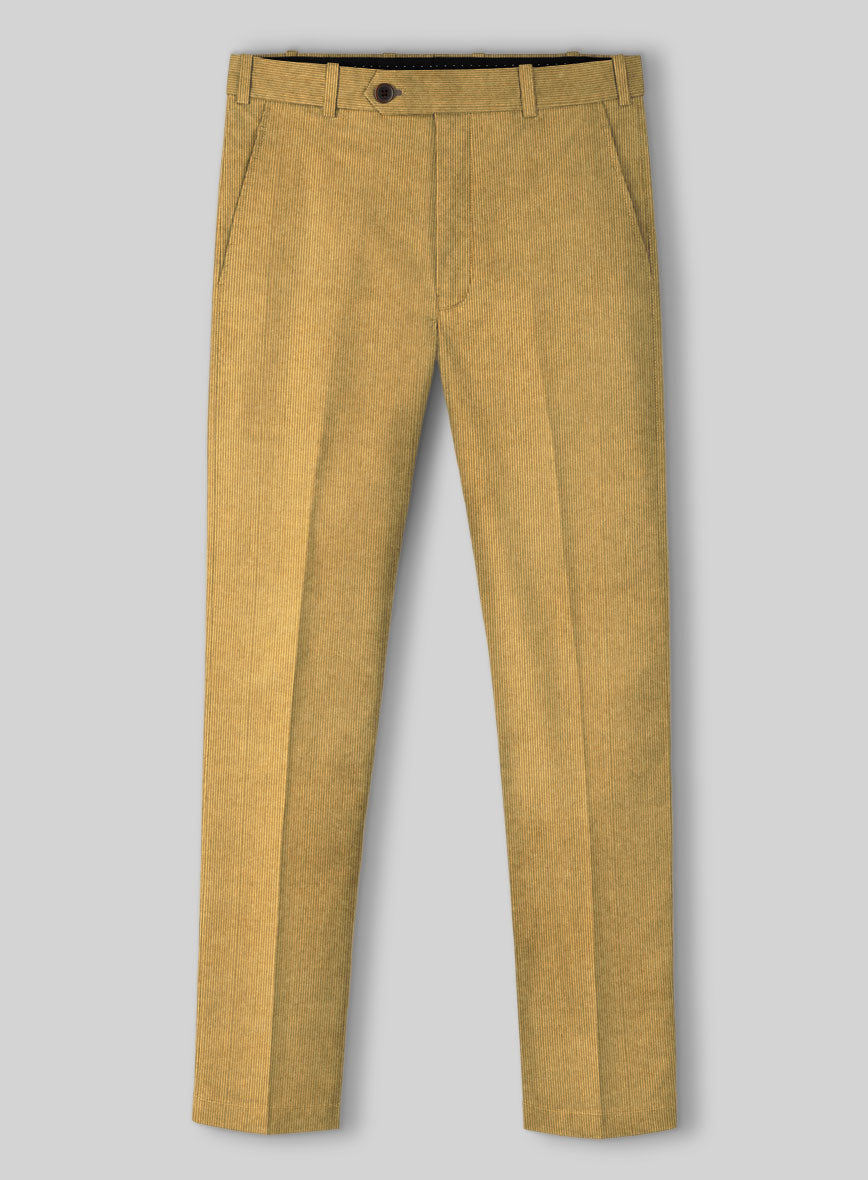 Khaki Stretch Pin Corduroy Pants - StudioSuits