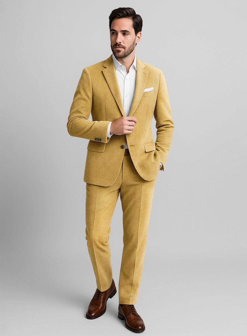 Khaki Stretch Pin Corduroy Suit - StudioSuits