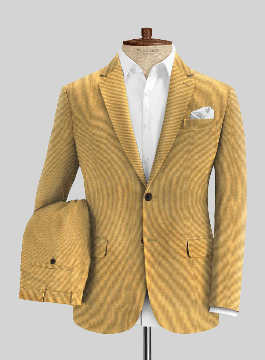 Khaki Stretch Pin Corduroy Suit - StudioSuits