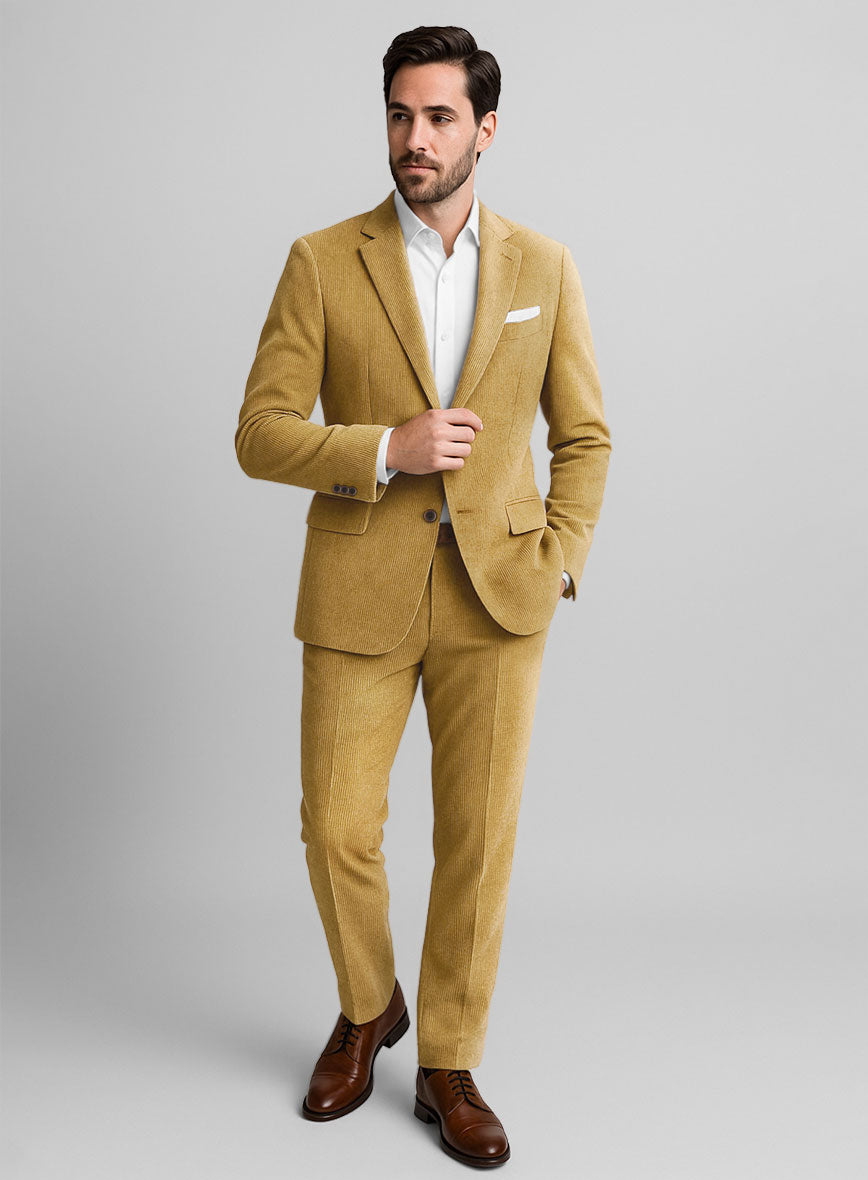 Khaki Stretch Pin Corduroy Suit - StudioSuits