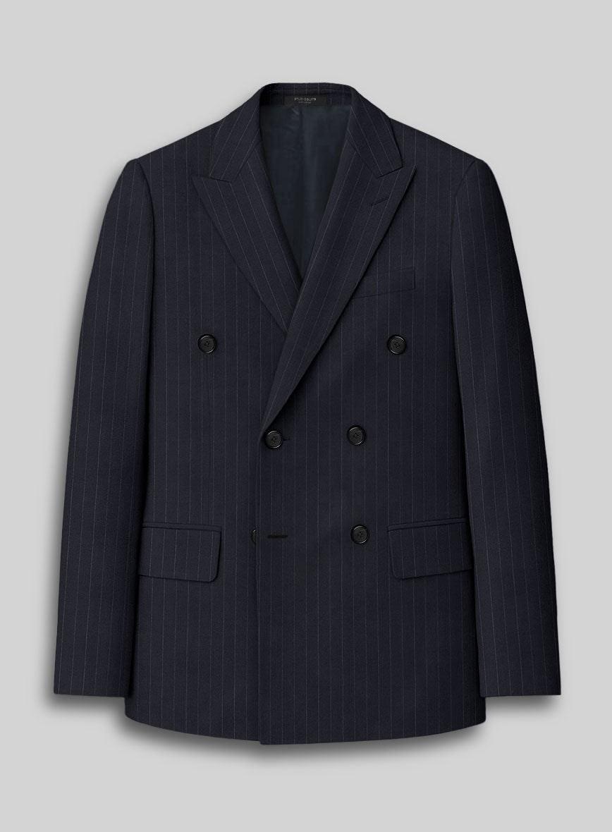 Kingsman Double Breasted Dark Blue Stripe Suit - StudioSuits