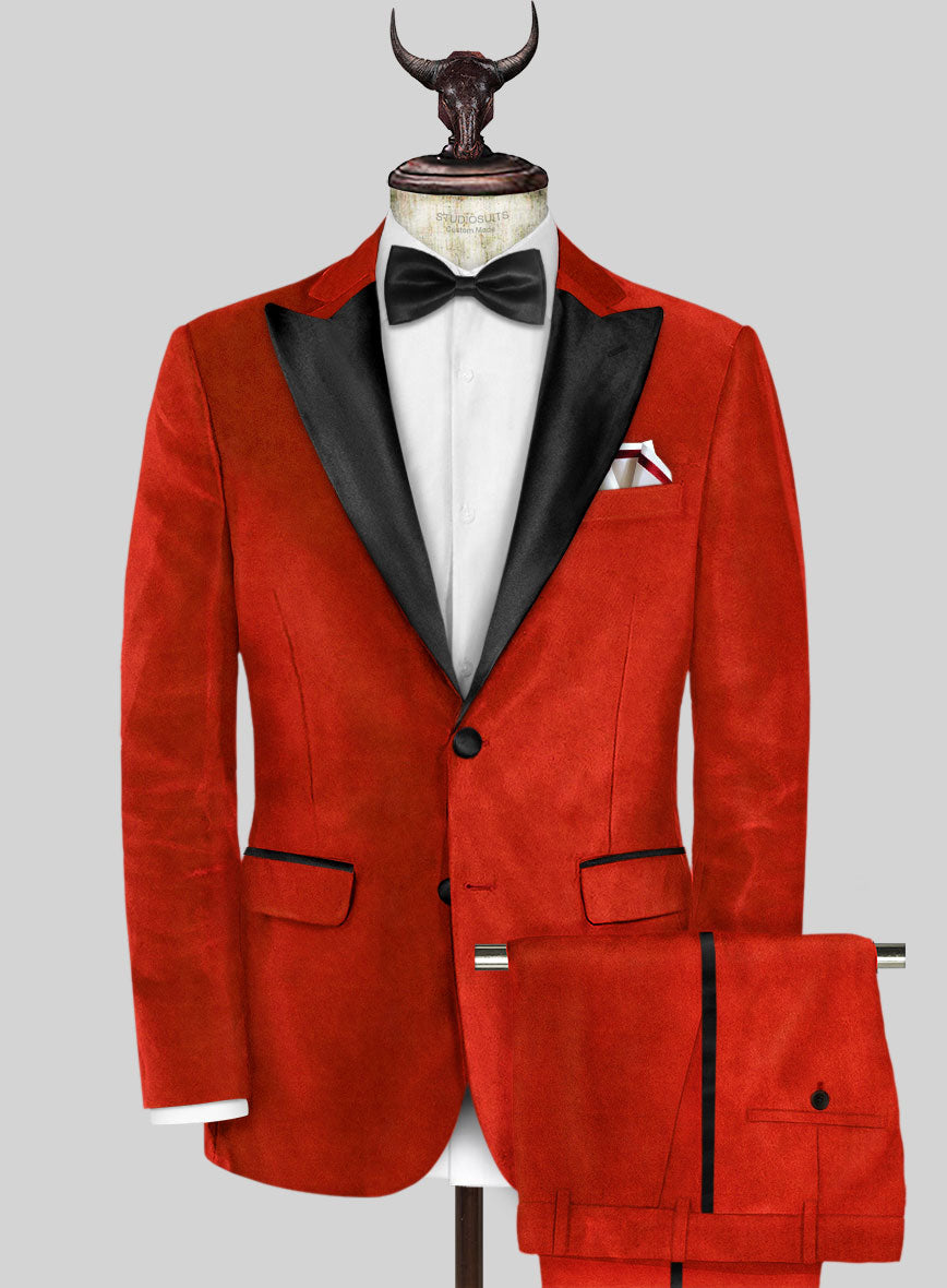 Kingsman Orange Velvet Tuxedo Suit - StudioSuits