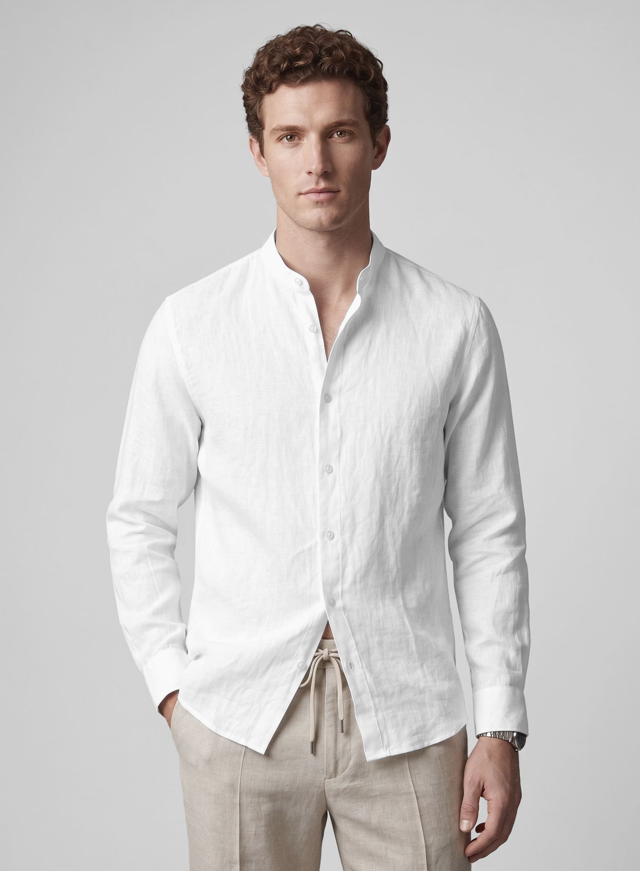 Korean White Linen Shirt - StudioSuits