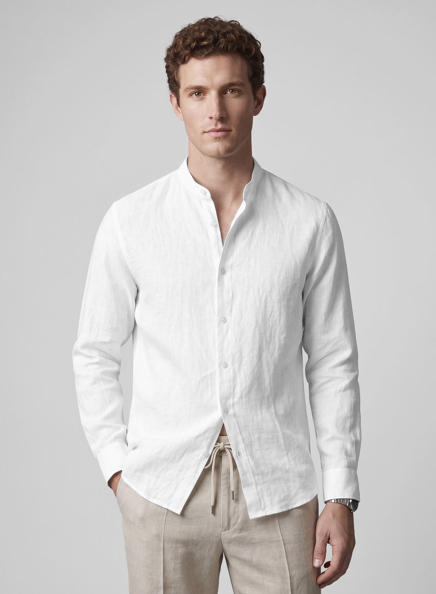 Korean White Linen Shirt - StudioSuits