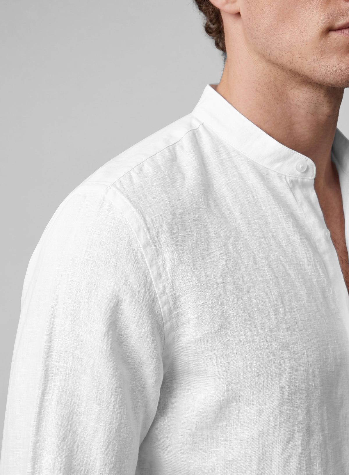 Korean White Linen Shirt - StudioSuits