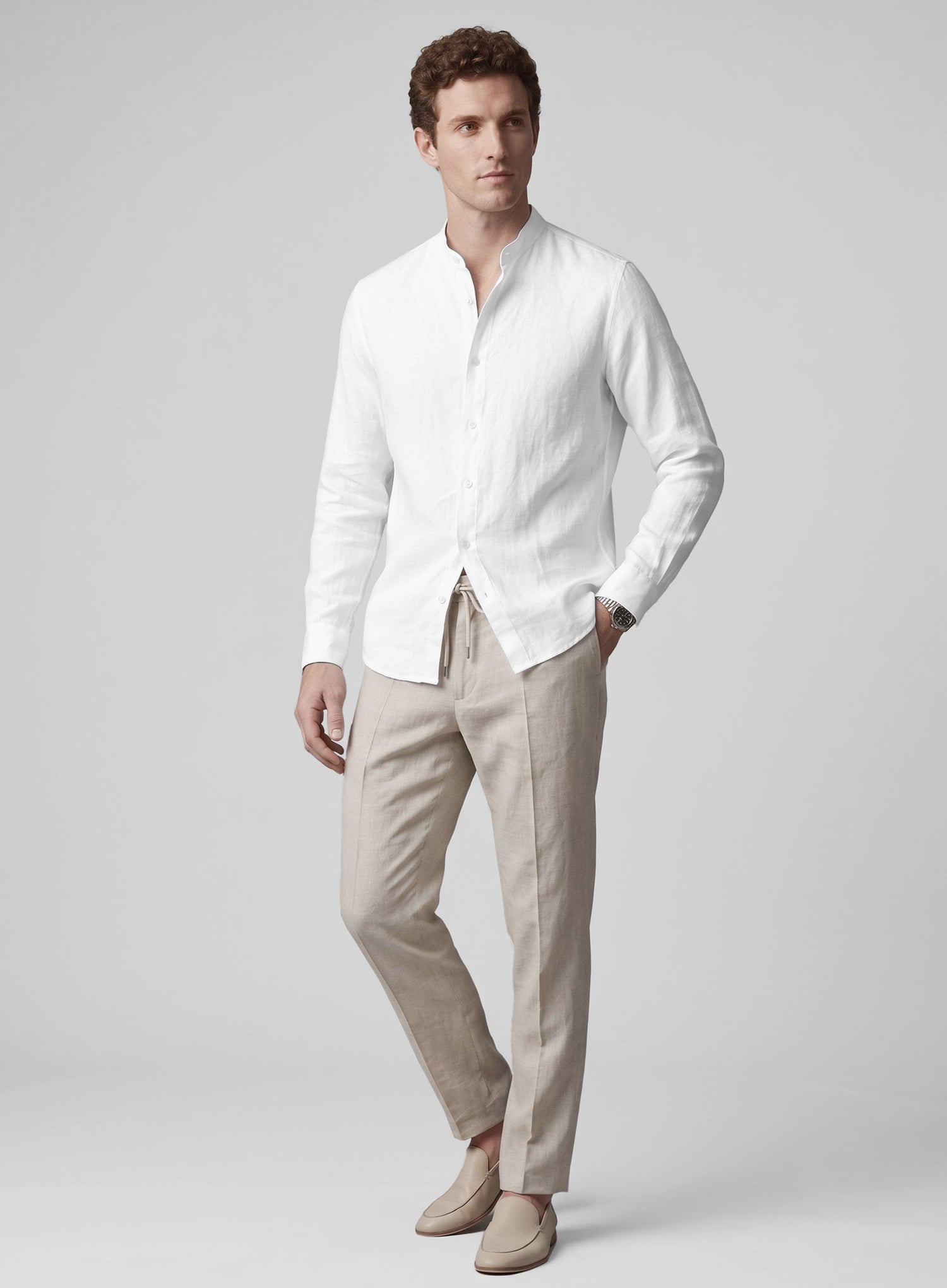 Korean White Linen Shirt - StudioSuits