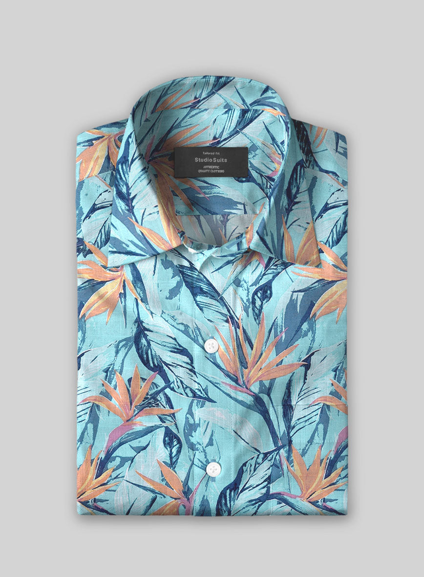 Lagoon Bloom Cotton Shirt - StudioSuits