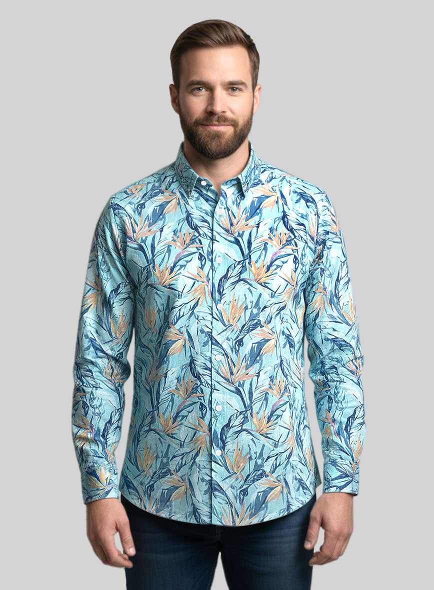 Lagoon Bloom Cotton Shirt - StudioSuits