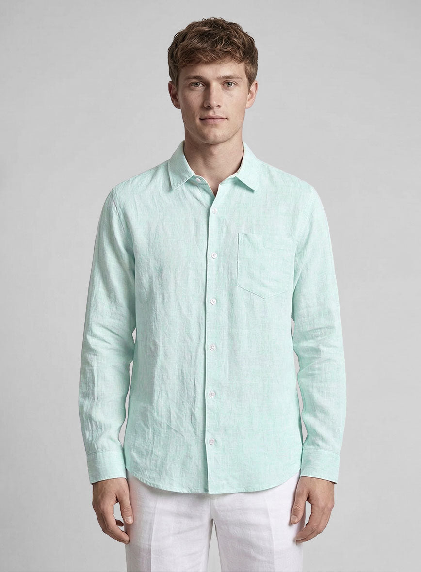 Lagoon Mist Pure Linen Shirt - StudioSuits