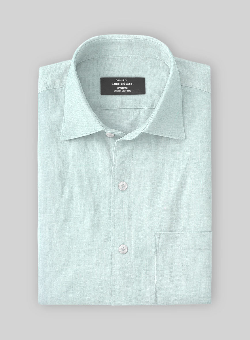 Lagoon Mist Pure Linen Shirt - StudioSuits