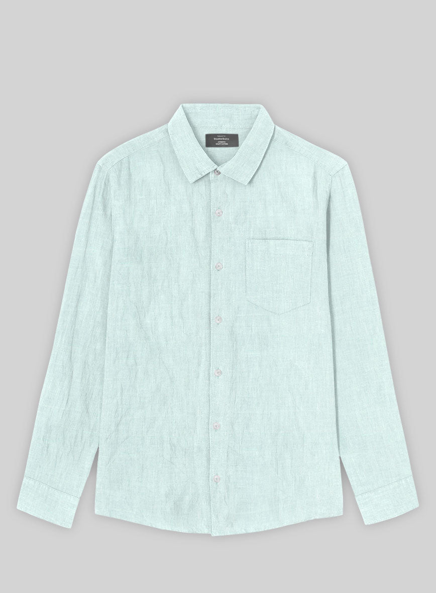 Lagoon Mist Pure Linen Shirt - StudioSuits