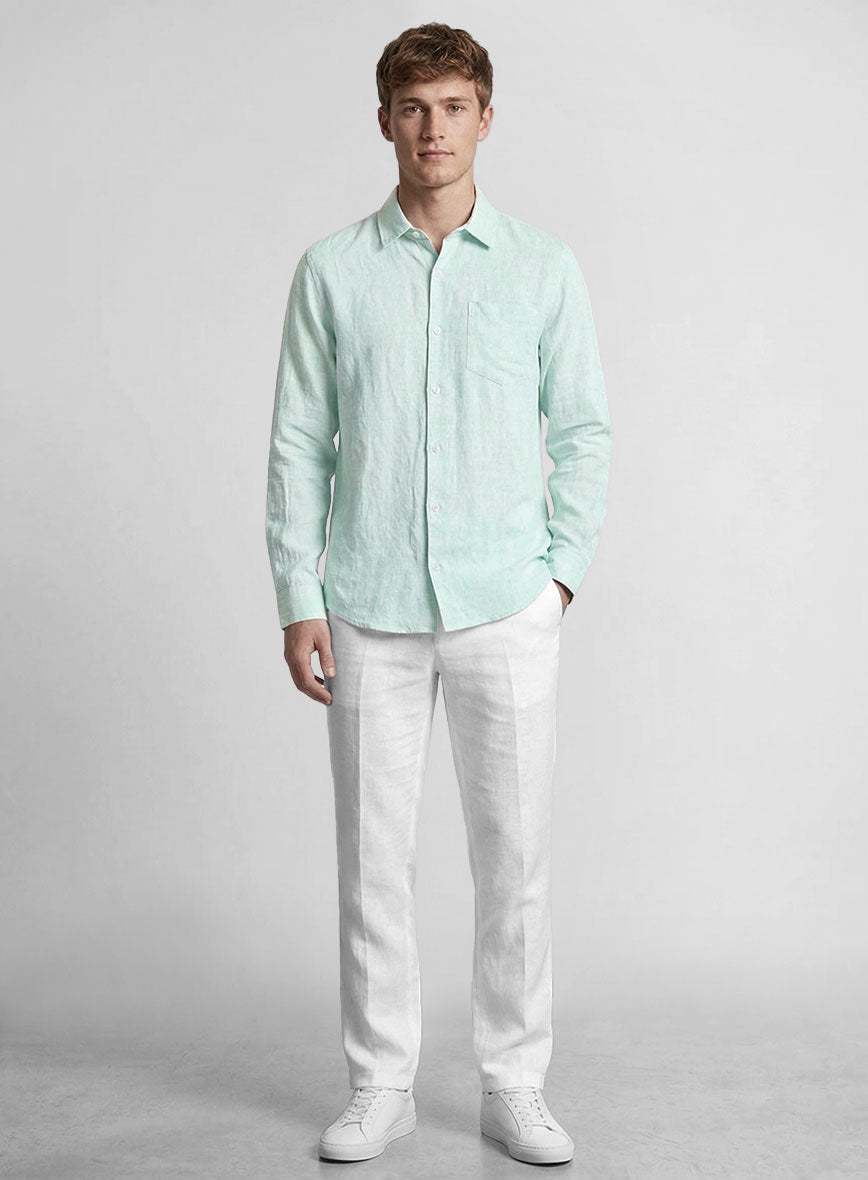 Lagoon Mist Pure Linen Shirt - StudioSuits
