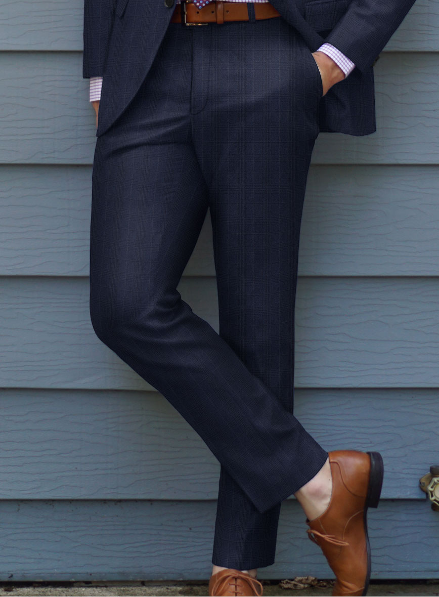 Lanificio Zegna Electa Casiri Blue Checks Wool Pants - StudioSuits