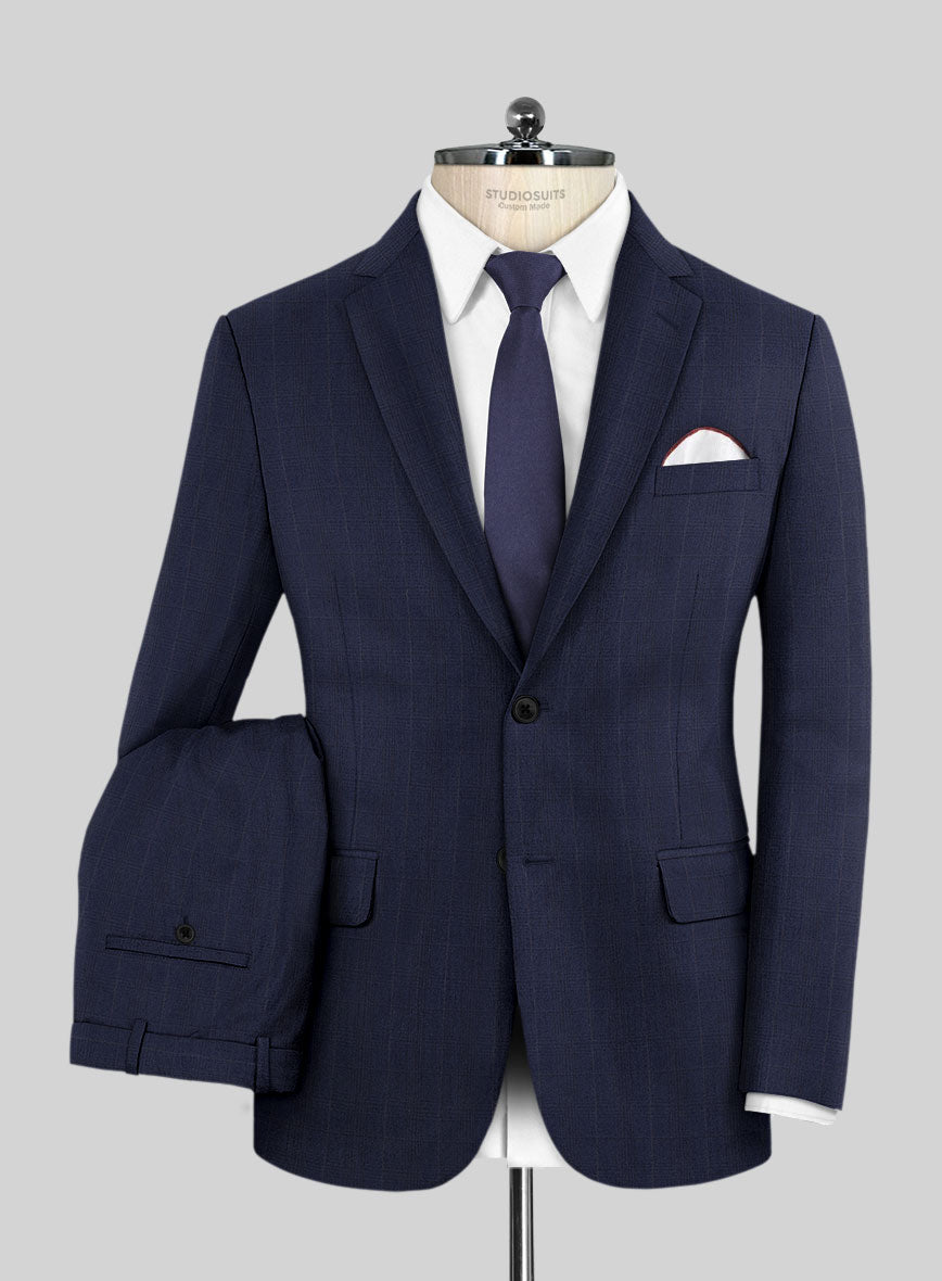 Lanificio Zegna Electa Casiri Blue Checks Wool Suit - StudioSuits