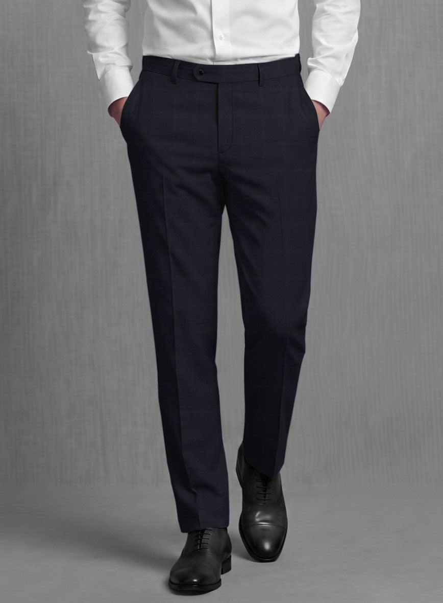 Lanificio Zegna Electa Corta Blue Checks Wool Pants - StudioSuits