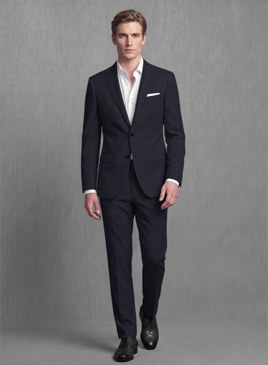 Lanificio Zegna Electa Corta Blue Checks Wool Suit - StudioSuits