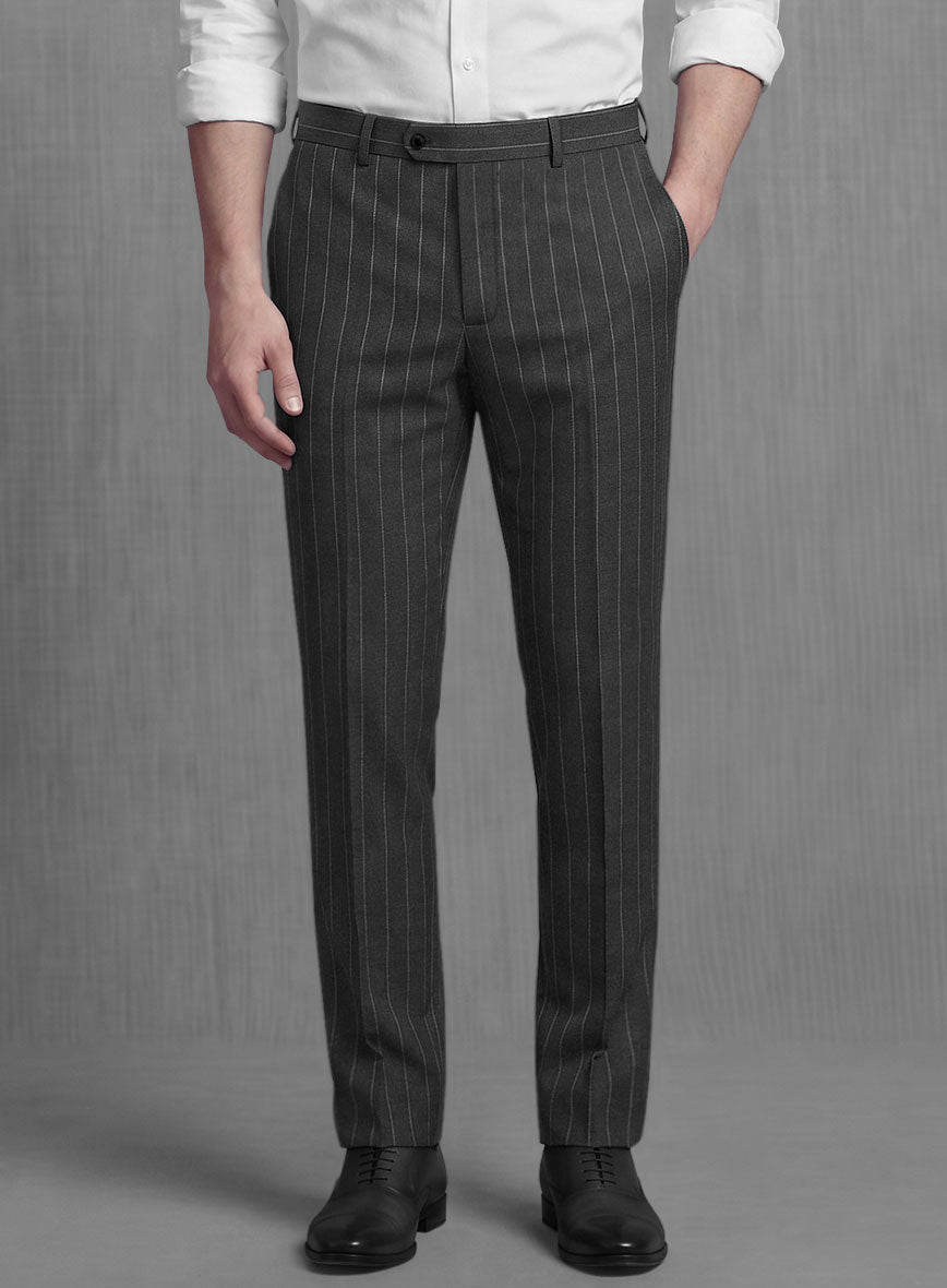 Lanificio Zegna Loop Adana Gray Stripe Wool Pants - StudioSuits