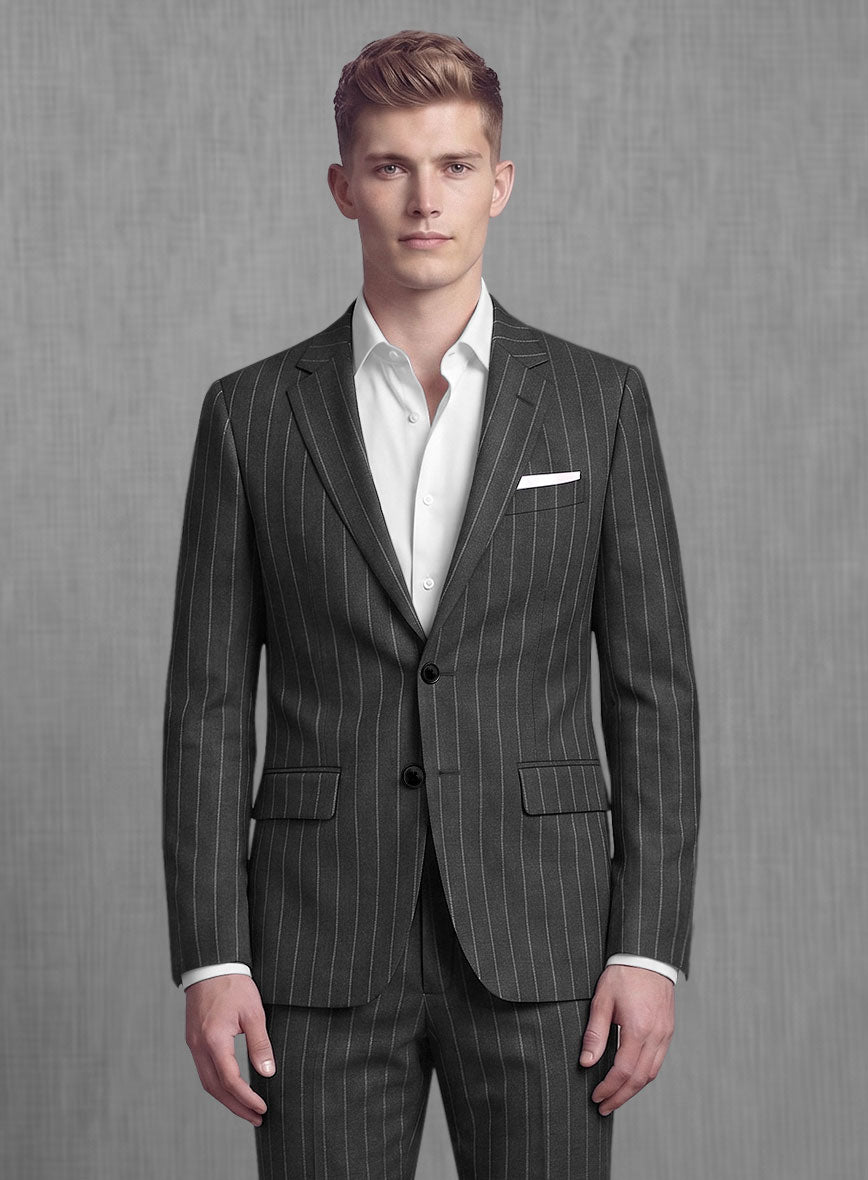 Ermenegildo Zegna ウール セットアップ イタリア製 Lanificio Zegna Loop Adana Gray Stripe Wool Suit – StudioSuits