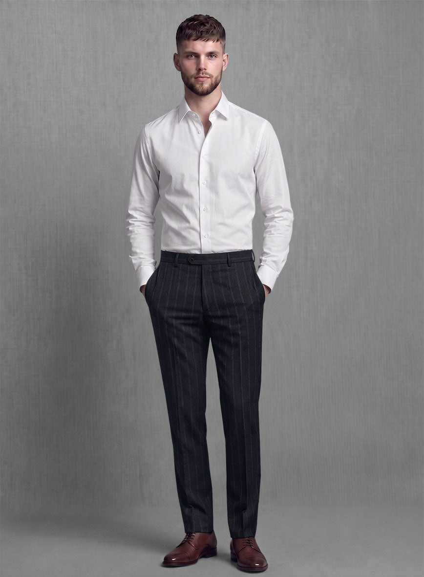 Lanificio Zegna Loop Dovana Blue Stripe Wool Pants - StudioSuits