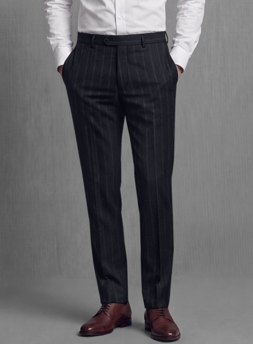 Lanificio Zegna Loop Dovana Blue Stripe Wool Pants - StudioSuits