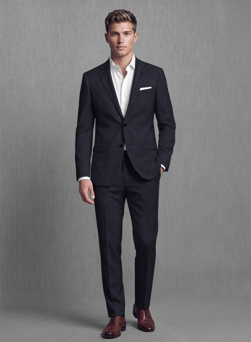 Lanificio Zegna Loop Laonel Blue Stripe Wool Suit - StudioSuits