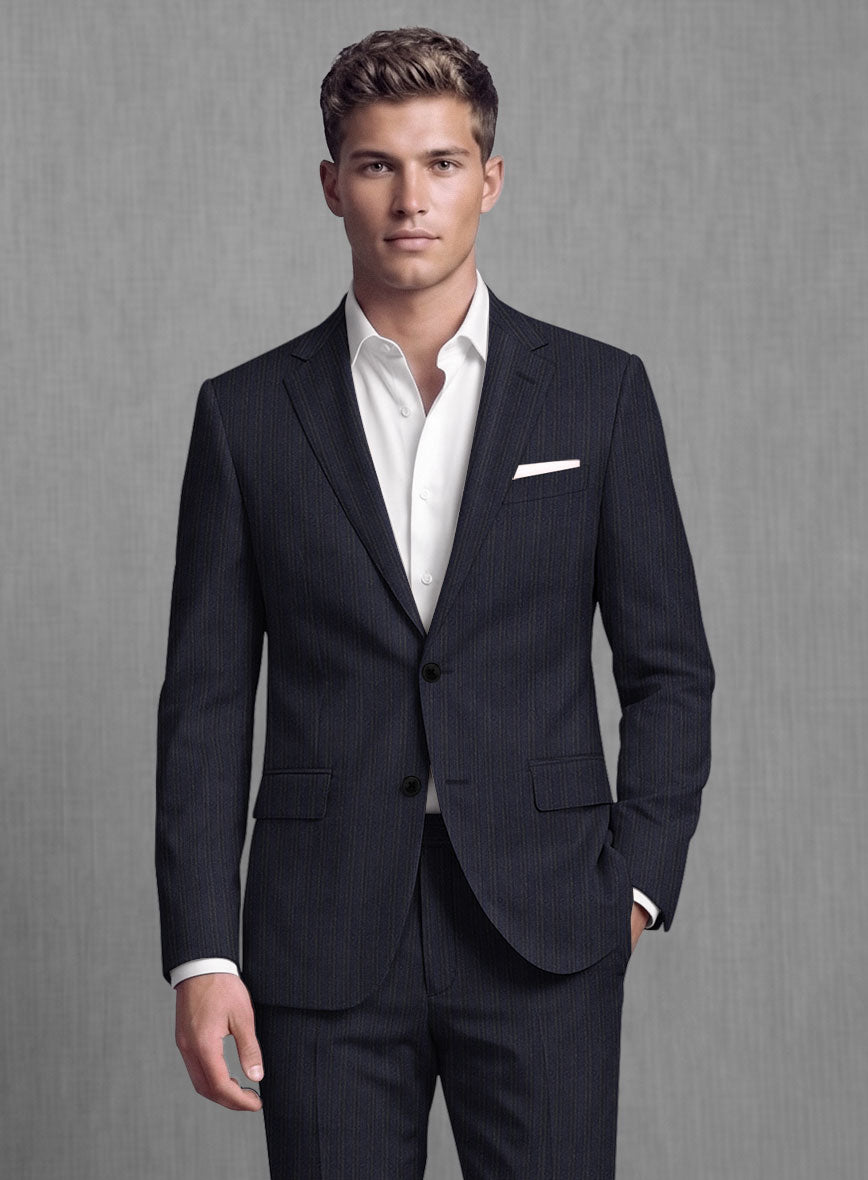 Lanificio Zegna Loop Laonel Blue Stripe Wool Suit - StudioSuits