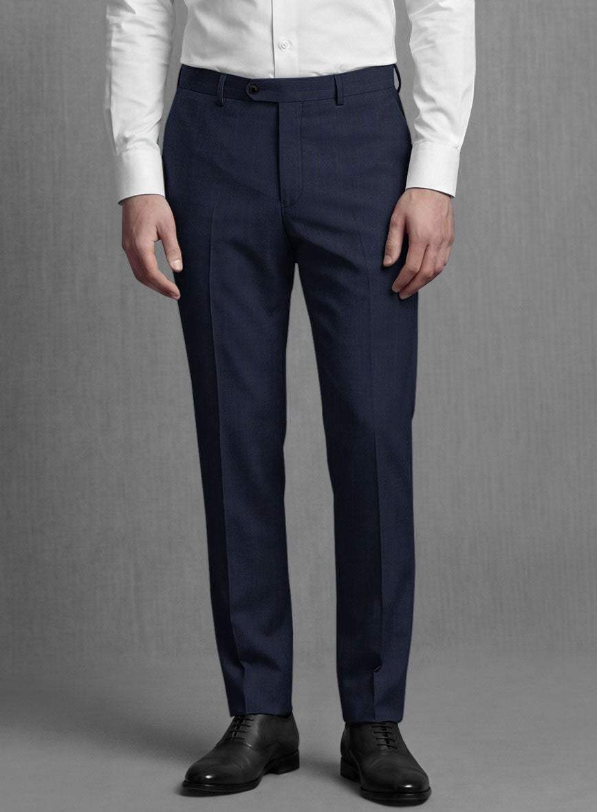 Lanificio Zegna Traveller Adiel Blue Stripe Wool Pants - StudioSuits