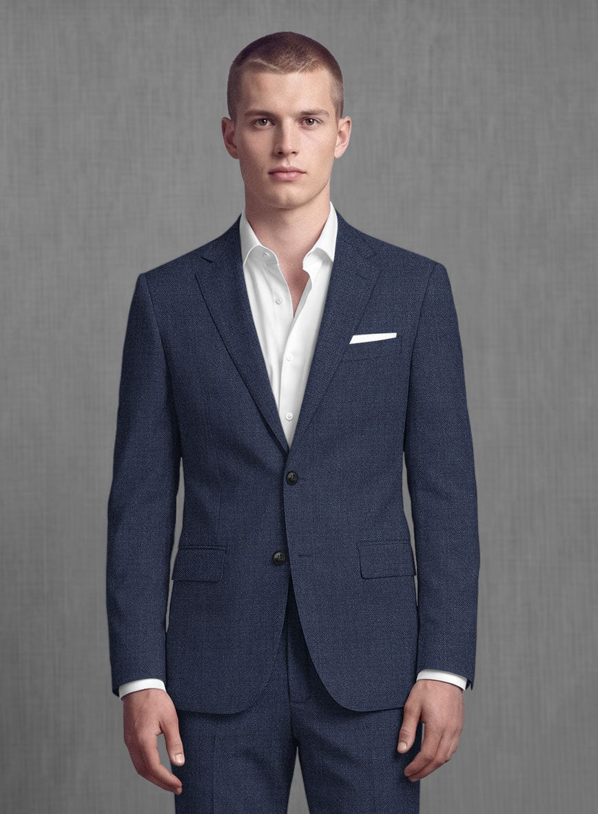 Lanificio Zegna Traveller Denim Blue Wool Suit - StudioSuits