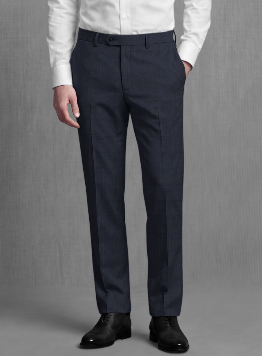 Lanificio Zegna Traveller Isai Blue Checks Wool Pants - StudioSuits