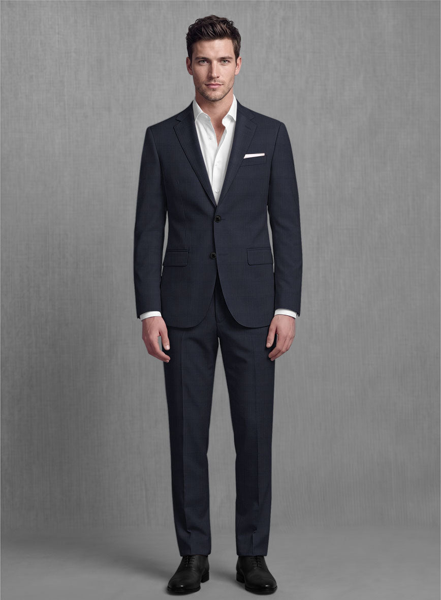 Lanificio Zegna Traveller Isai Blue Checks Wool Suit - StudioSuits