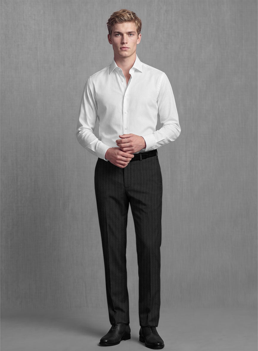 Lanificio Zegna Traveller Jaspal Black Stripe Wool Pants – StudioSuits