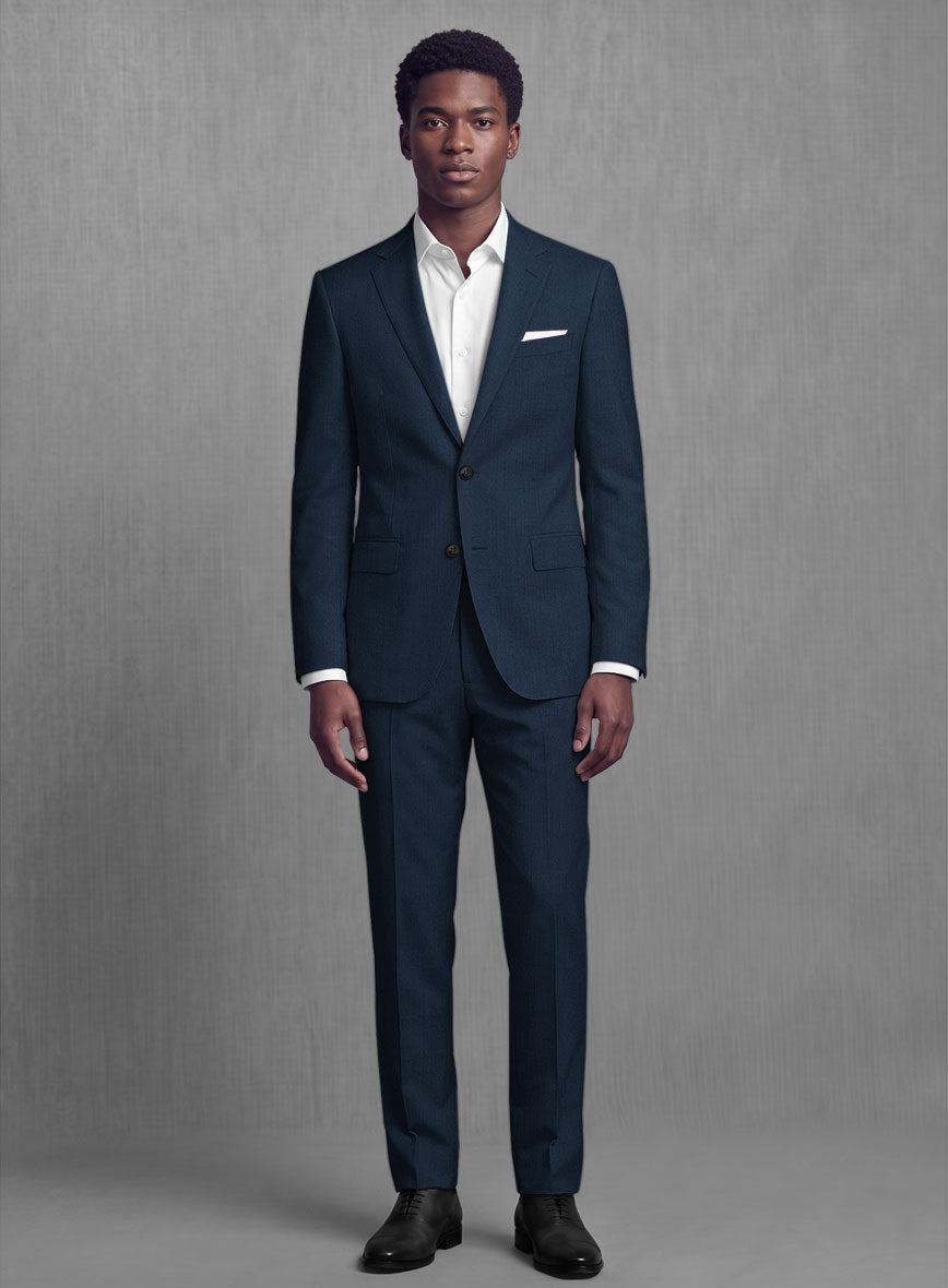Lanificio Zegna Trofeo Flat Blue Wool Suit - StudioSuits