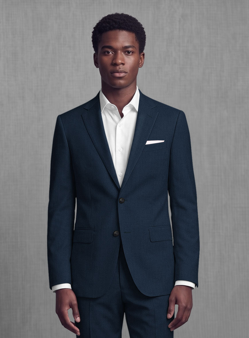 Lanificio Zegna Trofeo Flat Blue Wool Suit - StudioSuits