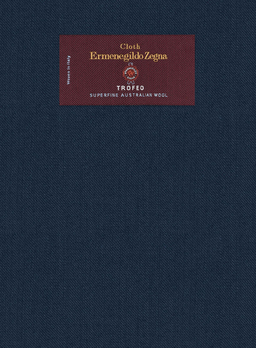 Lanificio Zegna Trofeo Flat Blue Wool Suit - StudioSuits